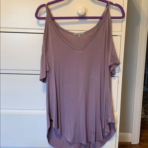 One strap with cold shoulder tee shirt